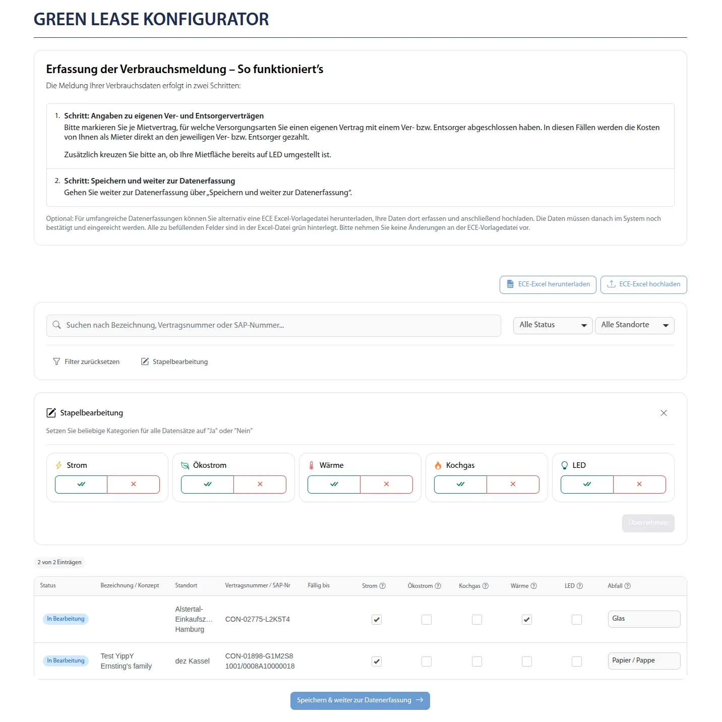 ECE Green Lease Portal Konfigurator ReactJS