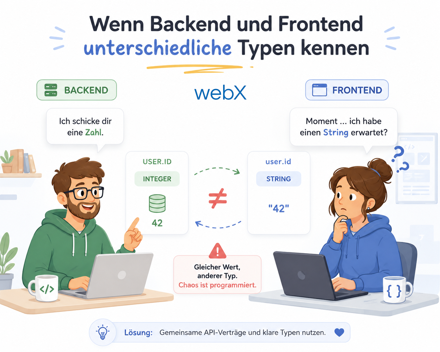 Ein TypeError im Browser nach einem Backend-Refactoring. Die Ursache ist kein Bug im Code, sondern ein veralteter Typ im Frontend, der die neue API-Response-Shape nicht kannte.