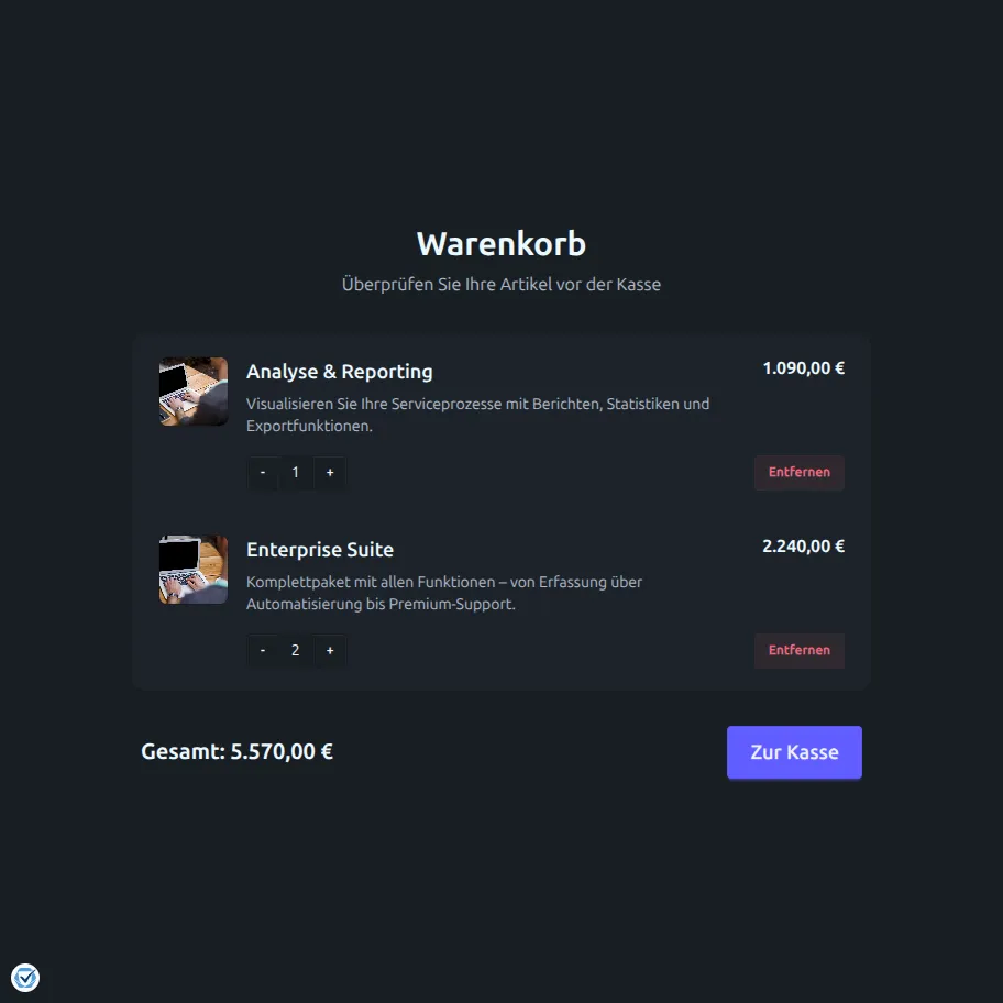 Warenkorb mit Produkten