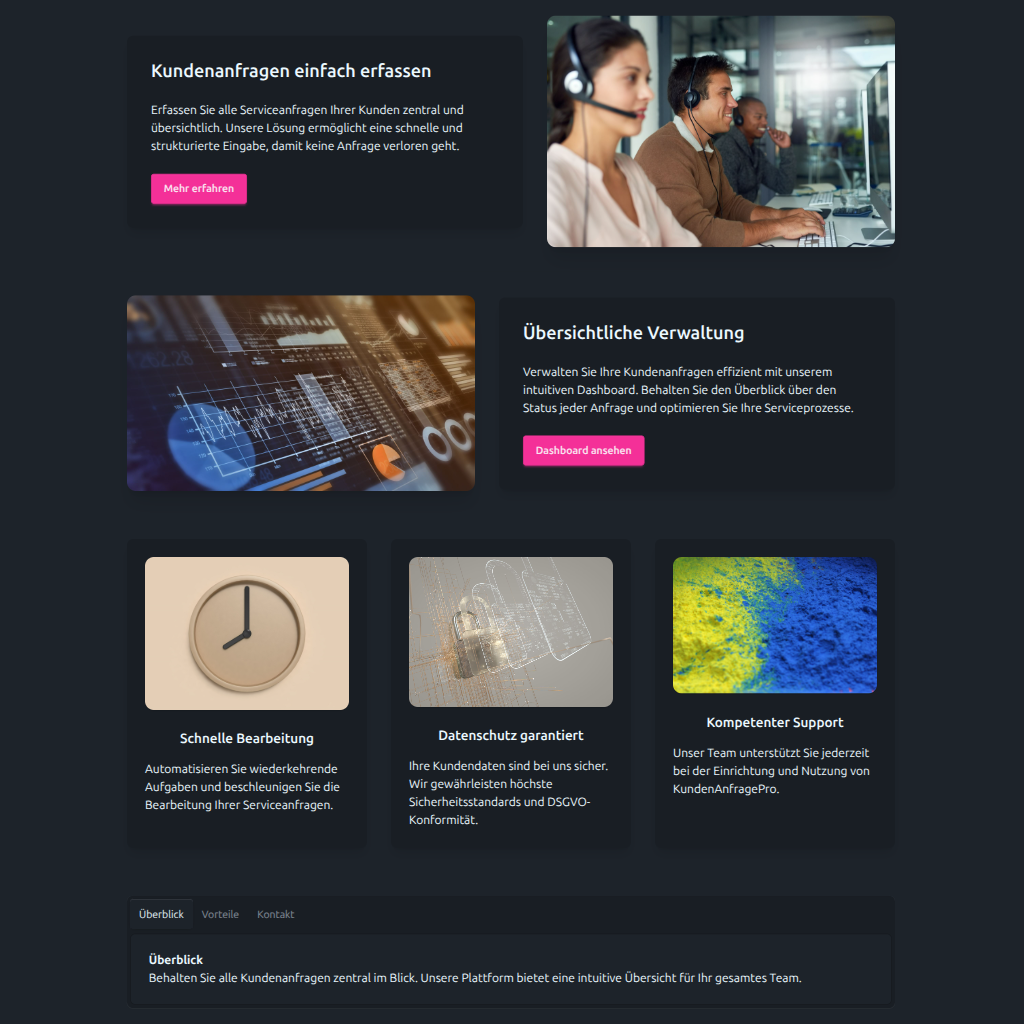 Startseite der angepassten Power Pages Plattform Intro Abschnitt