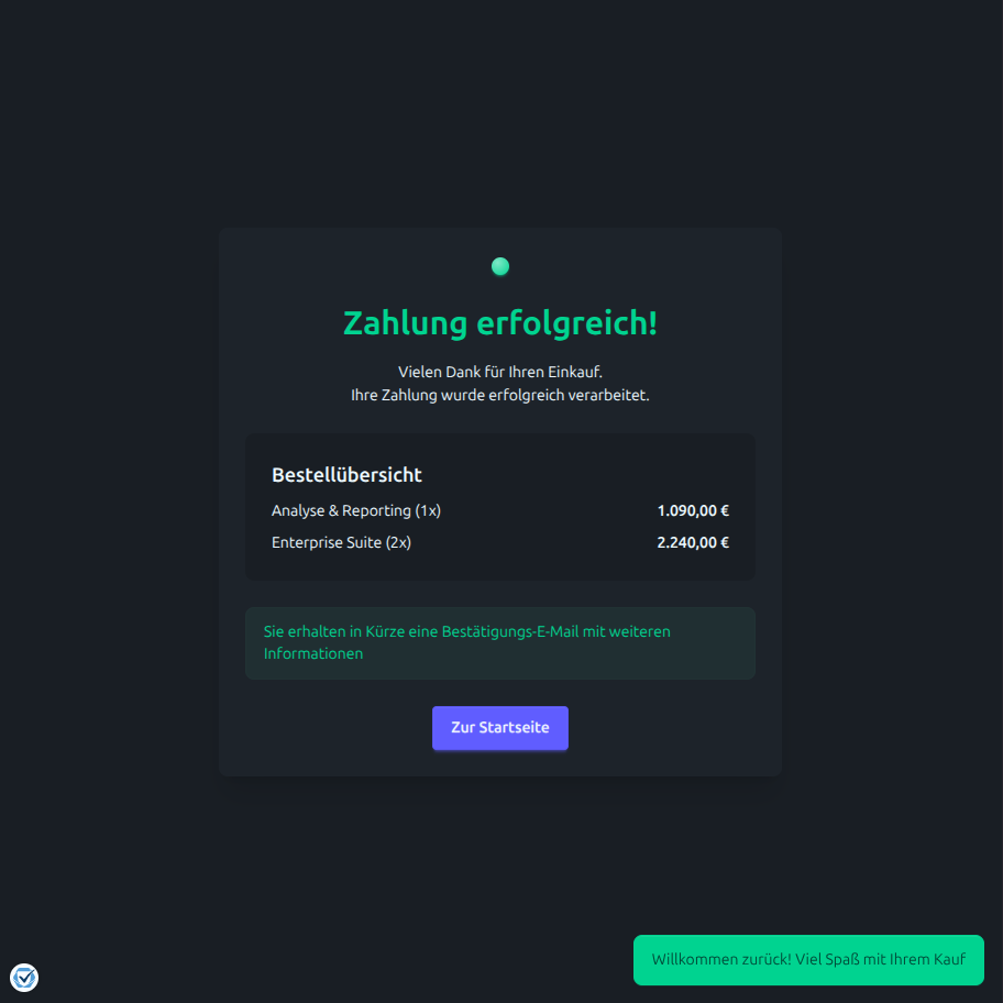 Warenkorb nach erfolgreicher Zahlung