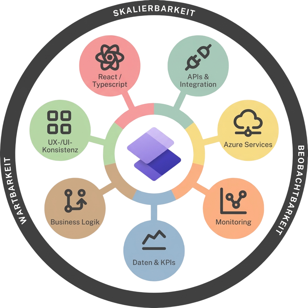 Enterprise Architektur. Power Pages erweitert mit React, Dynamics 365 und Azure Integration