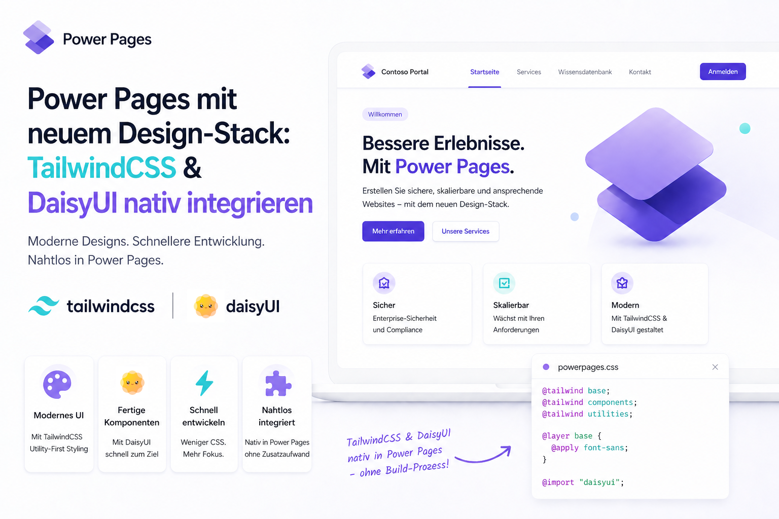 Power Pages mit neuem Design-Stack: TailwindCSS & DaisyUI nativ integrieren